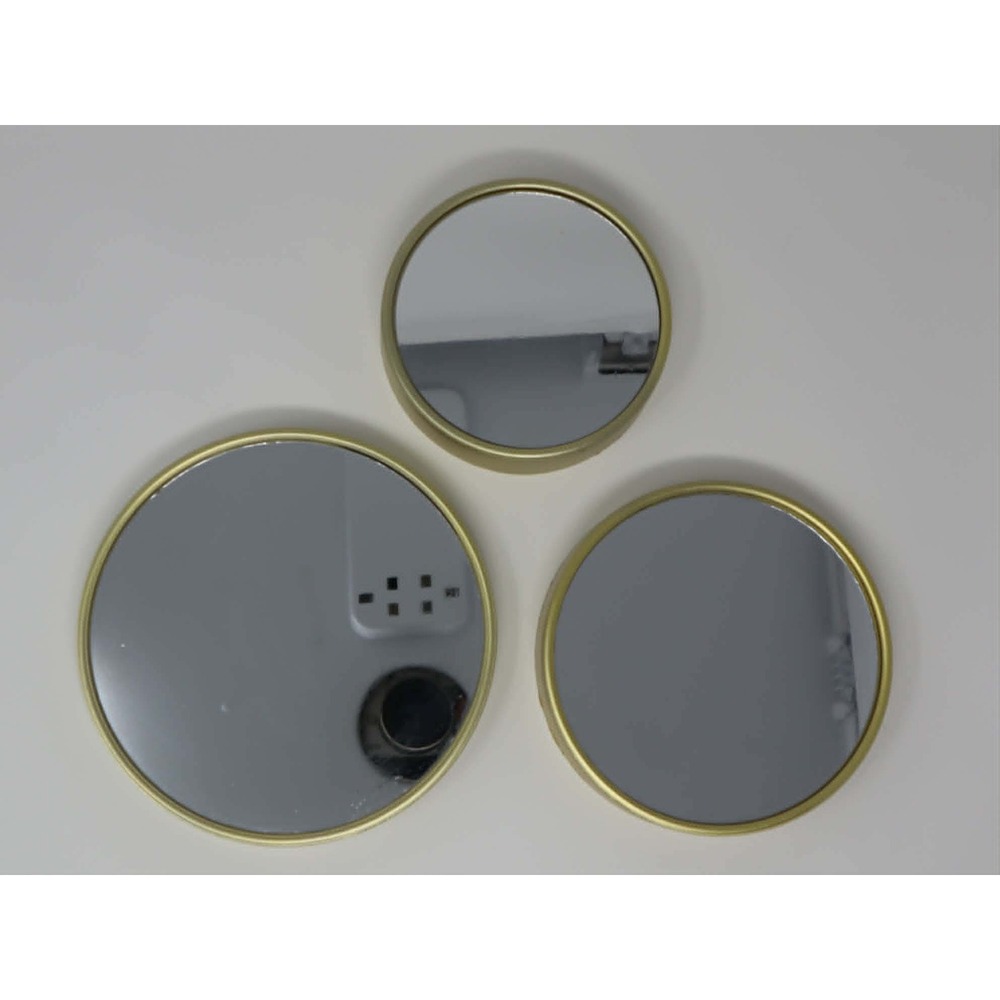 Gold Wall Mirror Set Interiors By Design 3 Piece Round Decor Feng Shui Small